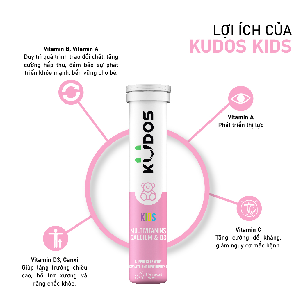 Viên sủi Kudos Kids Multivitamins Plus Calcium & D3 hương dưa hấu giúp bổ sung calci và vitamin cho cơ thể (20 viên)-2