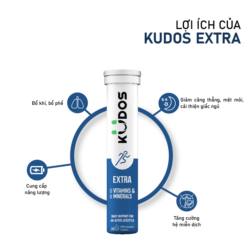 Viên sủi Kudos Extra High Dose Vitamins & Minerals bổ sung năng lượng cơ thể (Tuýp 20 viên)-2