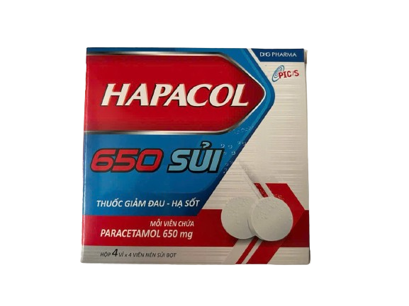 Viên uống Hapacol Sủi Paracetamol 650mg DHG (H/16v) giảm đau, hạ sốt