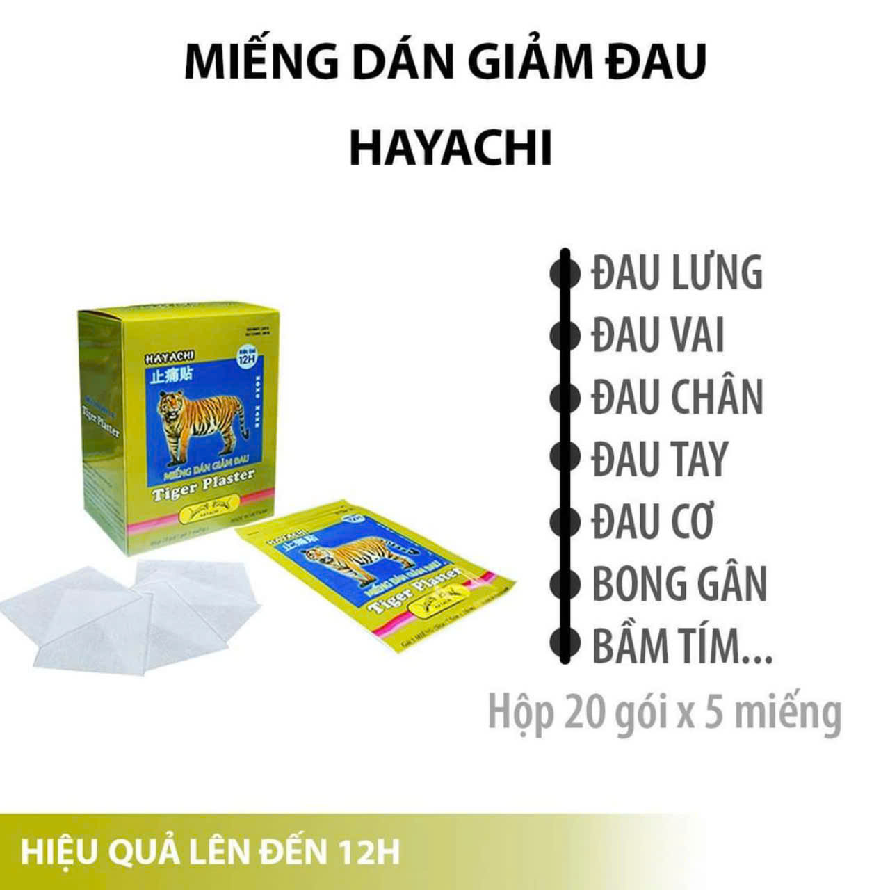 Miếng dán giảm đau hiệu quả lên đến 12H Hayachi Tiger Plaster Igg (H/20g/5m)-1